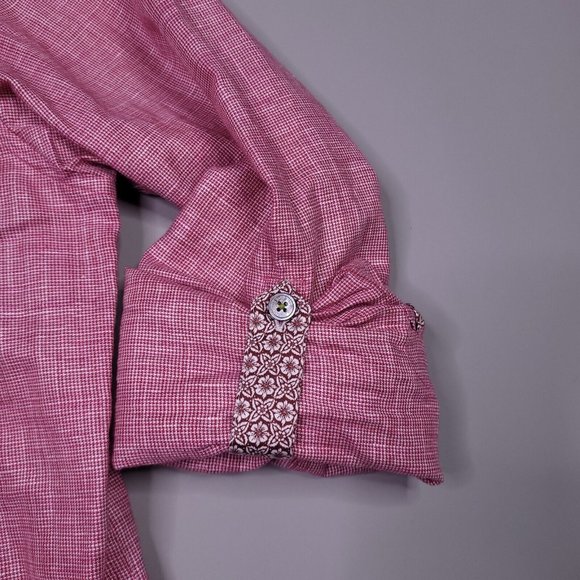 Ted Baker Cotton Linen Roll Tab Flip Cuff Button Up Shirt Lightweight Preppy 3 M - Picture 4 of 9